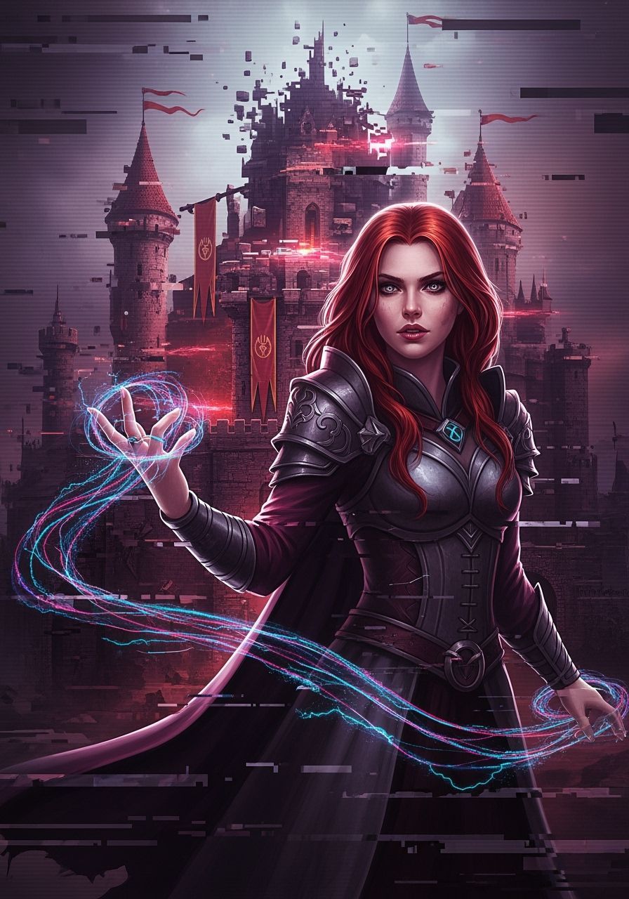 Glitch Art Portrait of a Fantasy Sorceress