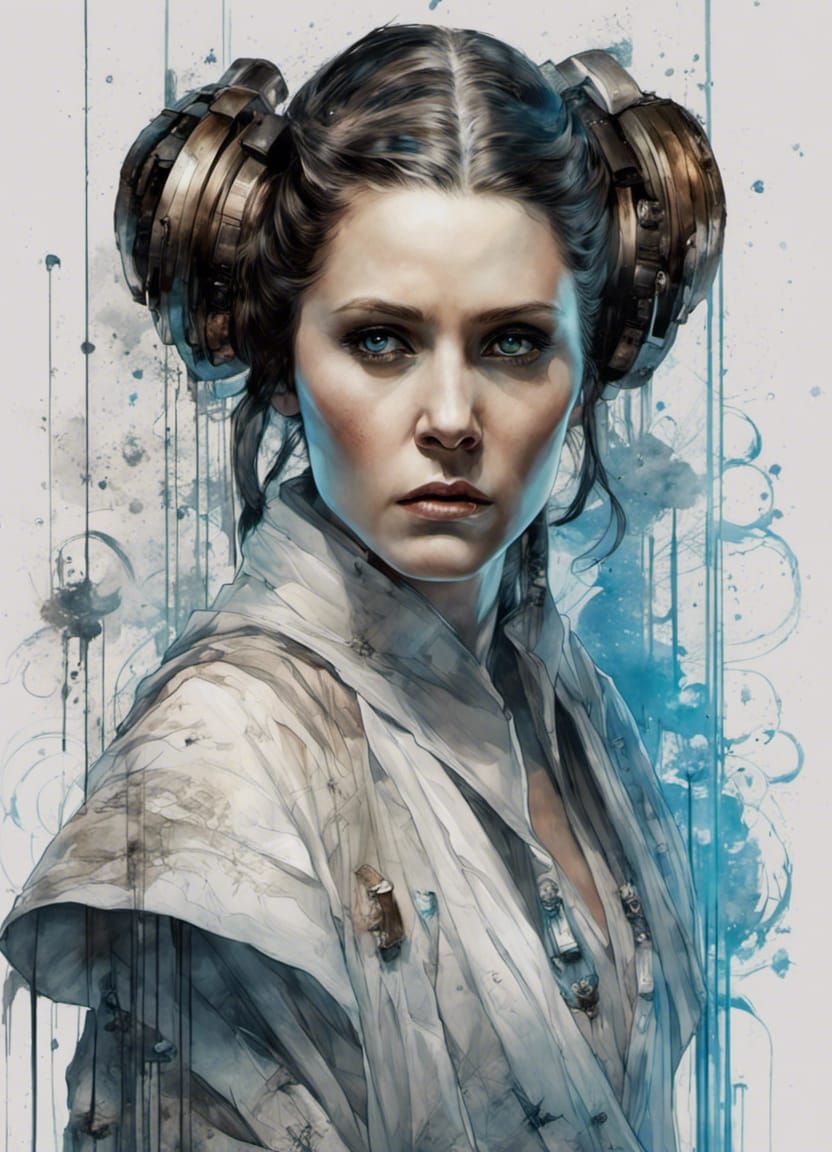Jedi Princess Leia with Lightsaber: Digital Art