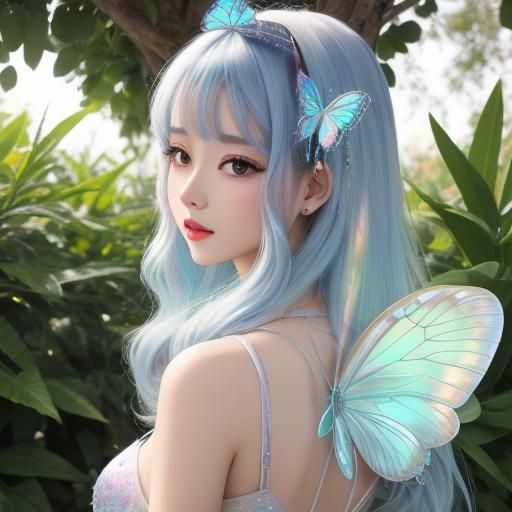 Pastel Crystal Butterfly with Iridescent Texture