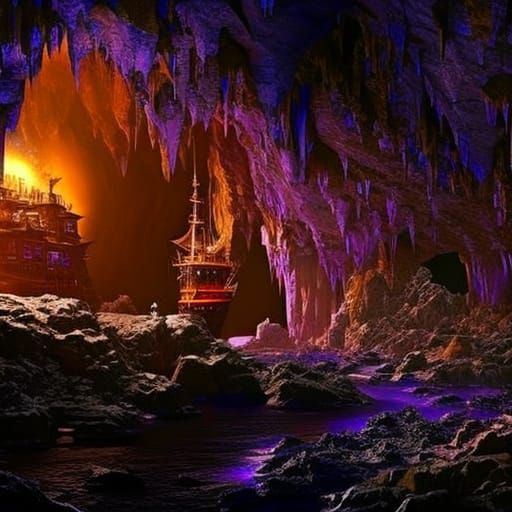 Fantastical Treasure Cave with Glittering Walls