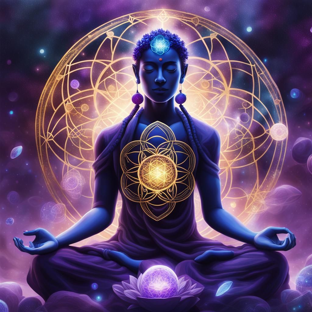 Ethereal Figure Meditating in Spiritual Concept Art