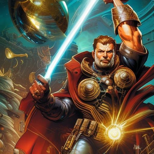 Time Traveler Portrait in Comic Book Art Style