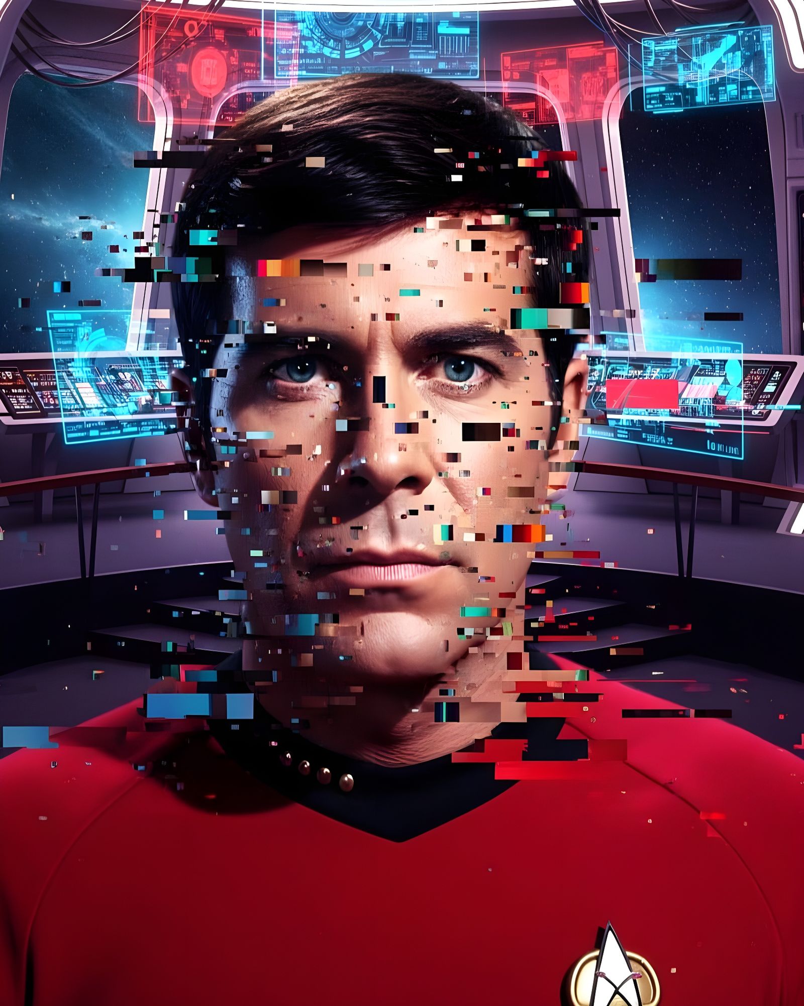 Glitched Portrait of Scotty from Star Trek