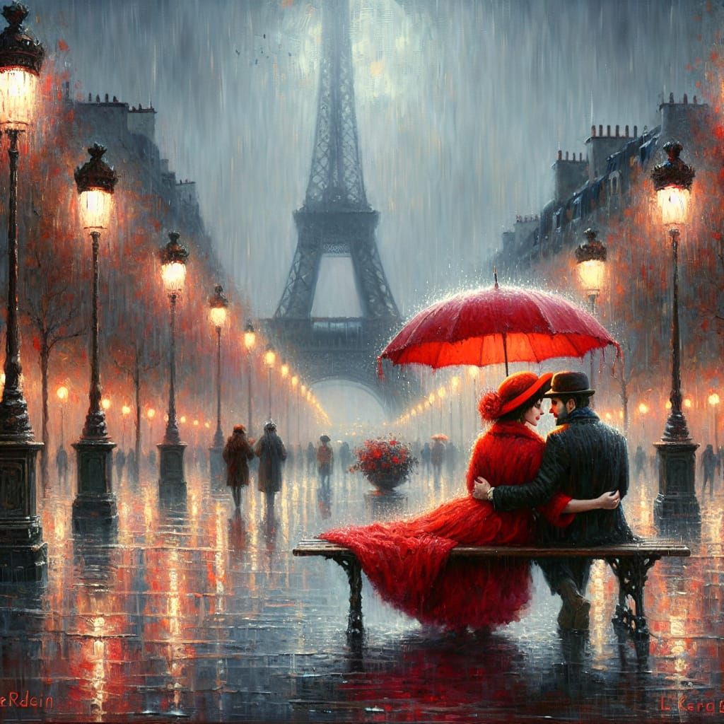 Romantic Parisian Moment Under the Eiffel Tower