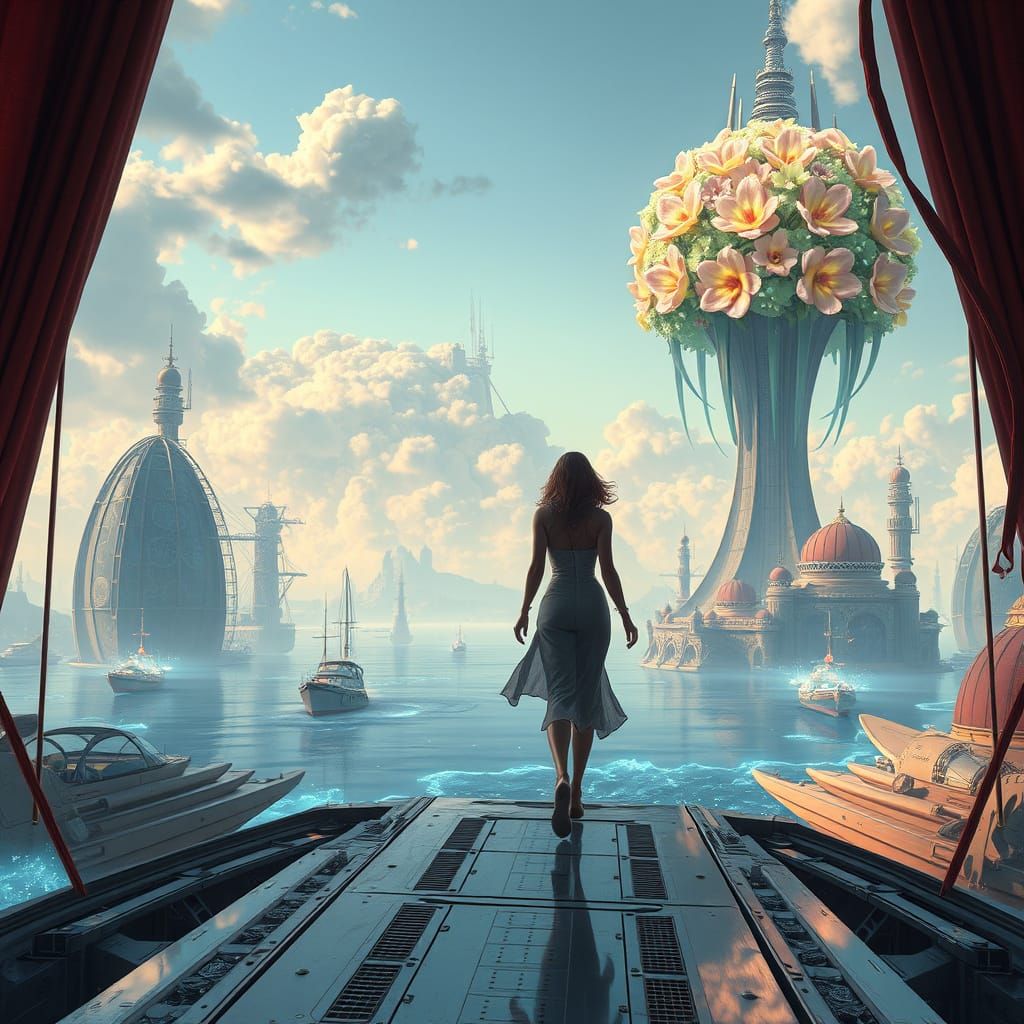 City of Dreams: Futuristic Metropolis Floating Above a Magic...