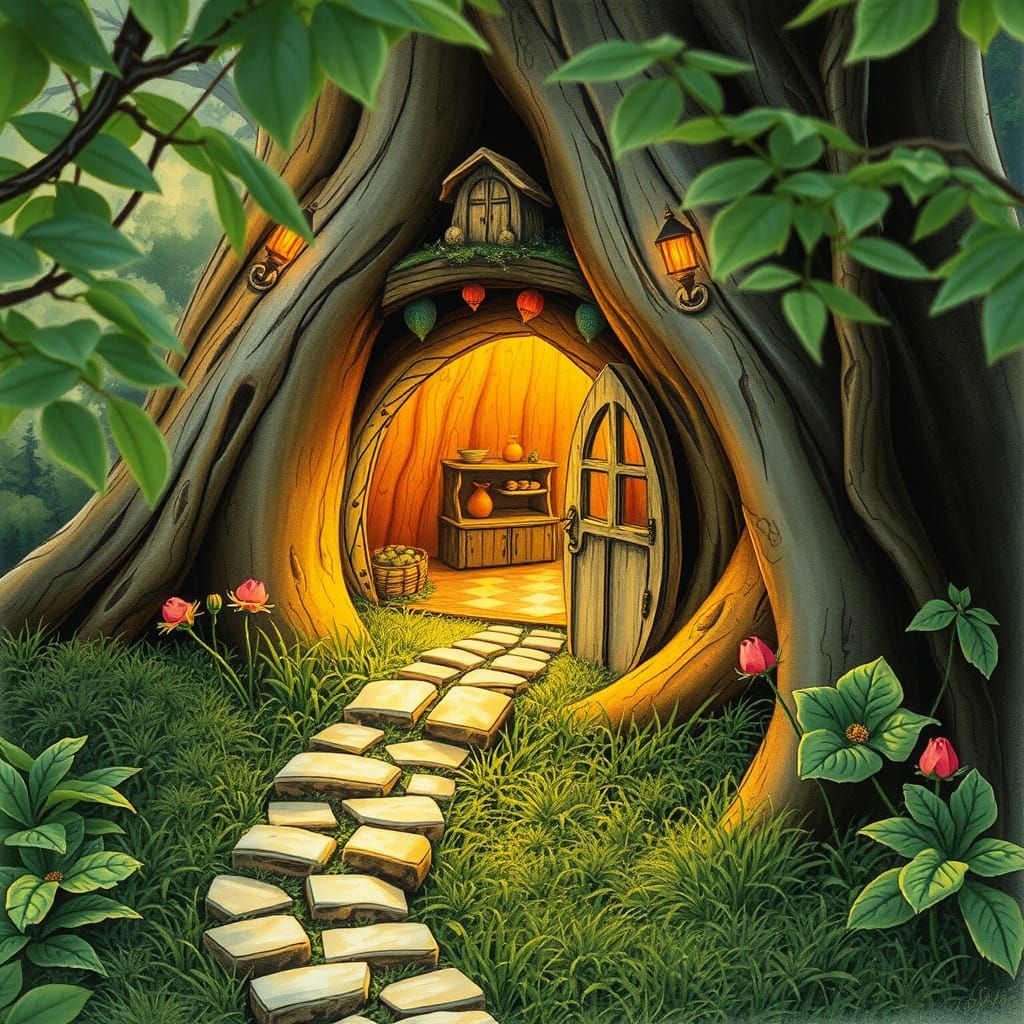 Twisting Pathway to Whimsical Gnome Home