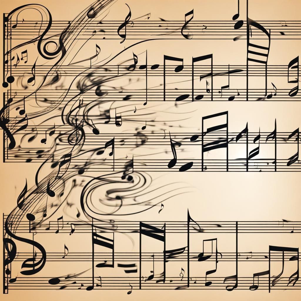 Dynamic Sheet Music Flowing on Vibrating Background