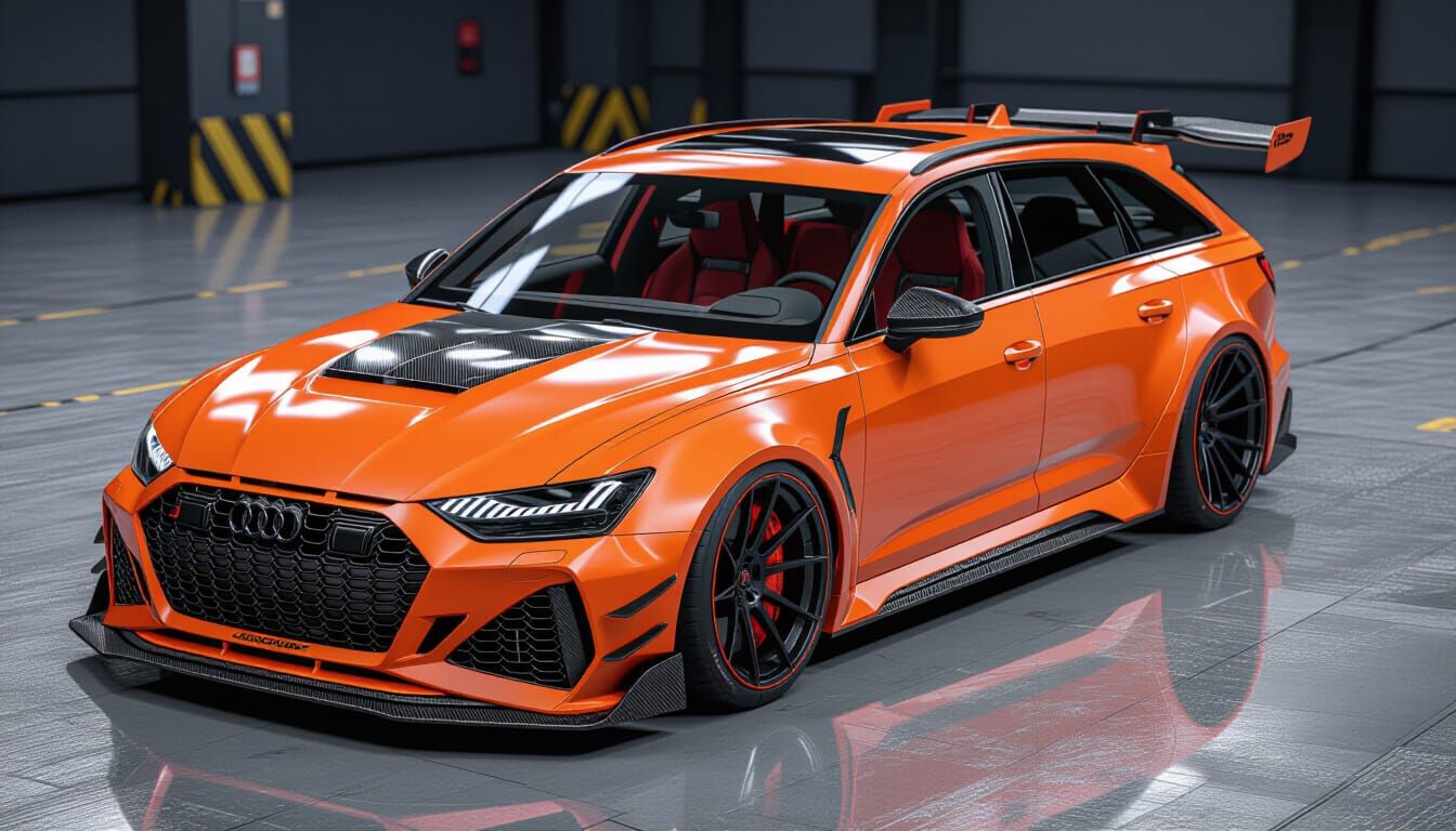 Papaya Orange Audi RS6 Avant Widebody: Ultra-Realistic Photo