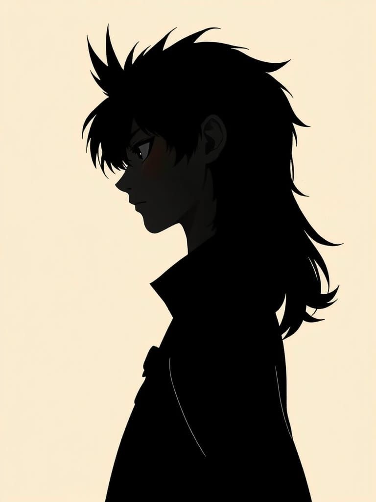 Dark Prince Minimalist Anime Silhouette Portrait