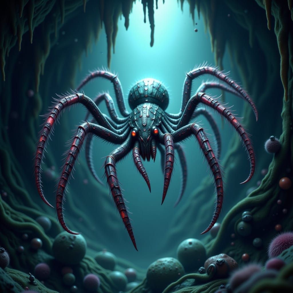 Ethereal Underwater Encounter in Cyberpunk Anime Style