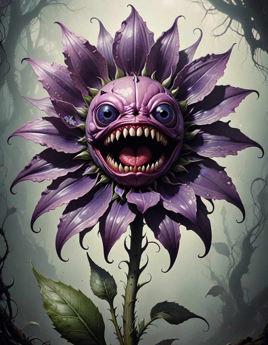 Surreal Flower Blooms with Carnivorous Horror