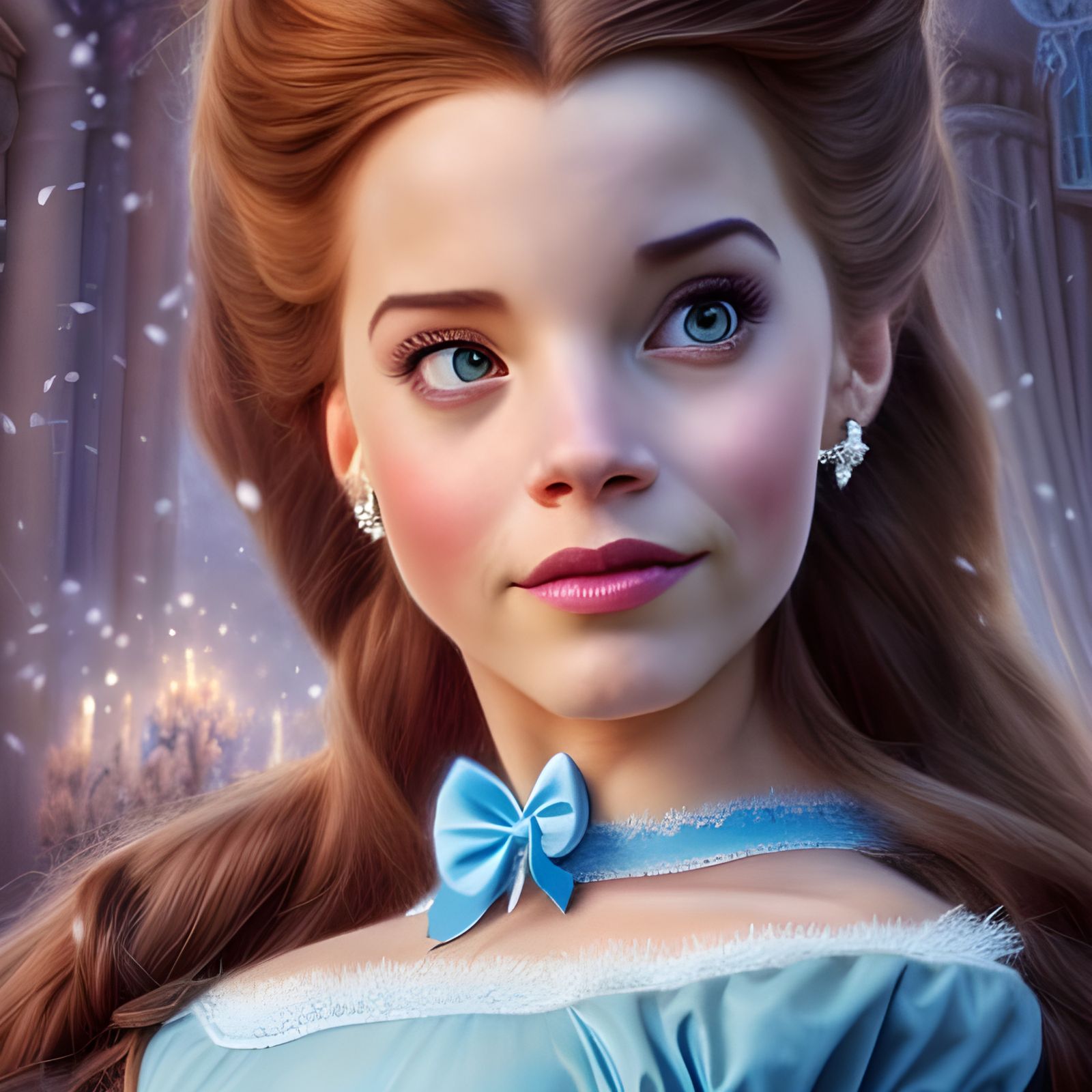 Belle as Cinderella: Hyperrealistic Pixar-Style Portrait