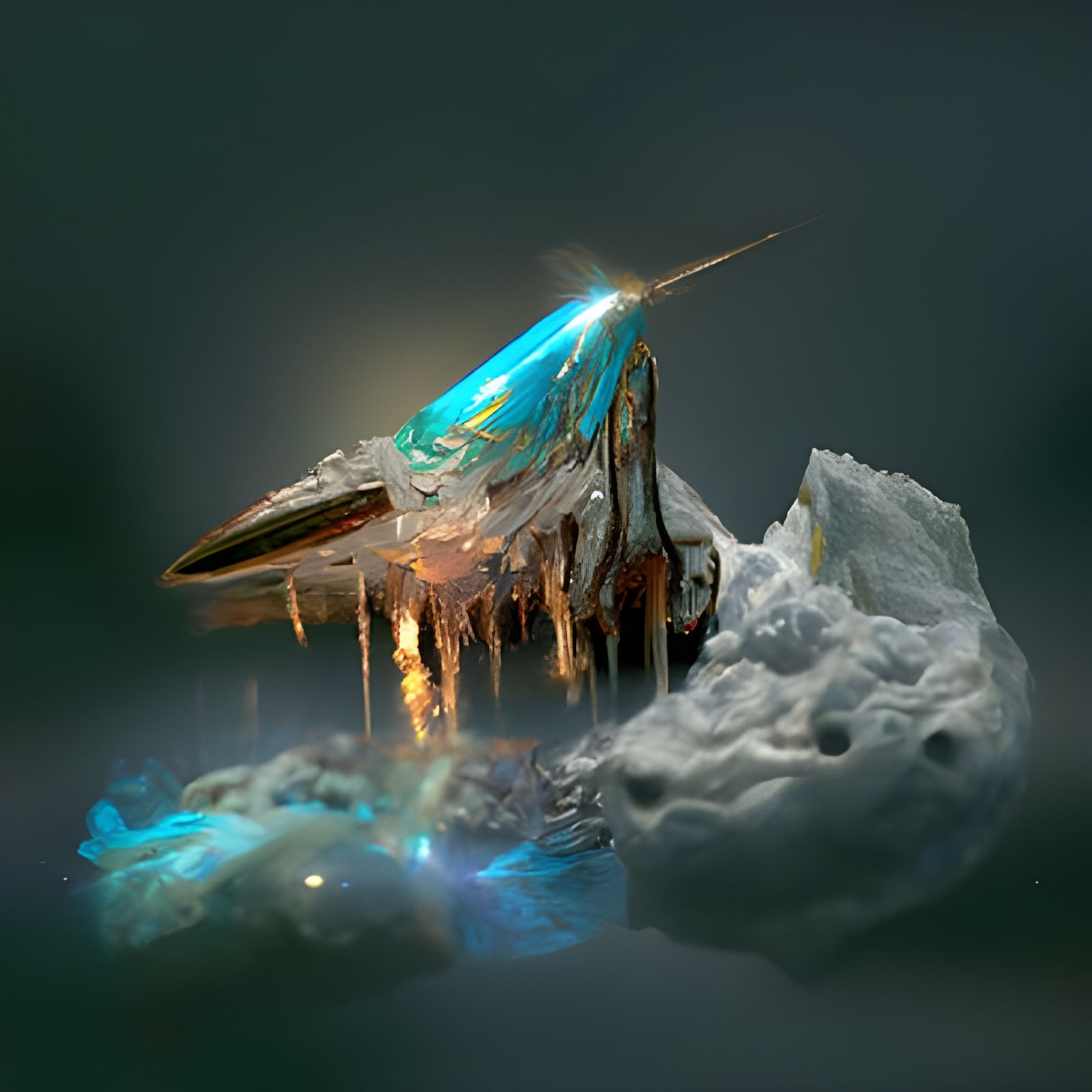 Icy Starship Drifting in Oort Cloud