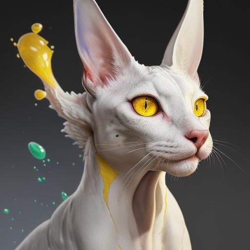 Hyperrealistic White Cornish Rex Portrait