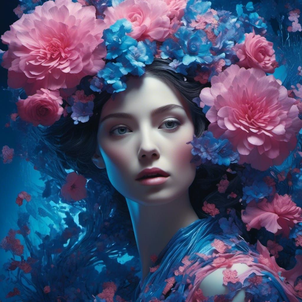 Cyberpunk Flowers in Noir Style, Cinematic Still