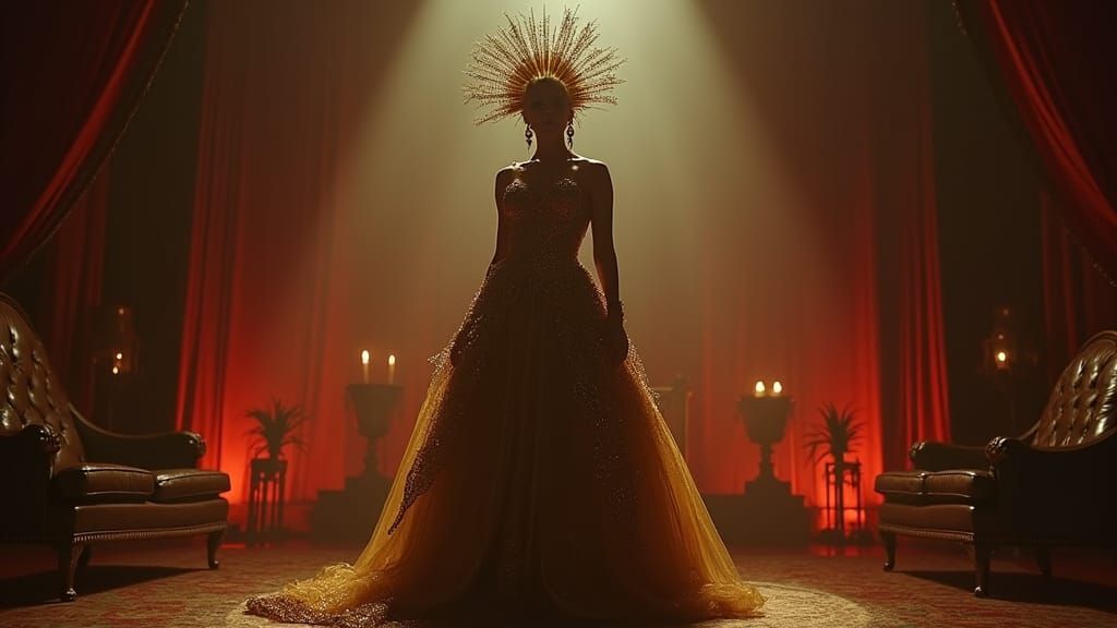 Pop Star in Dramatic Cinematic Still