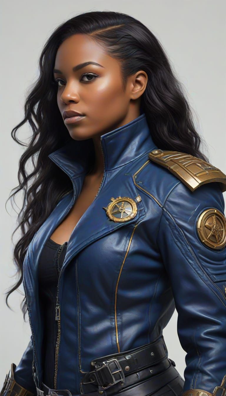 Steampunk Cyborg Pirate Captain in Glow Wave Style