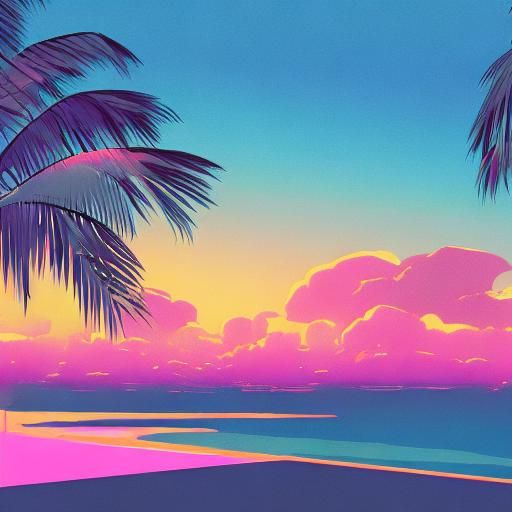 Vaporwave lofi sunset 80s