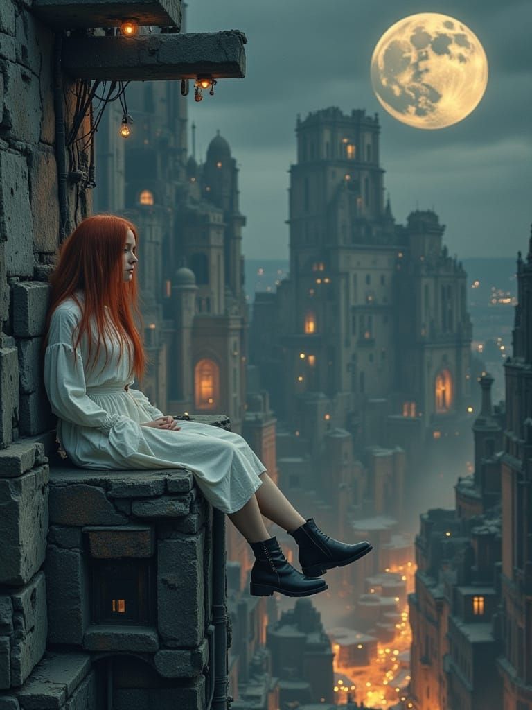 Ethereal Futuristic Woman Contemplates the Cosmos