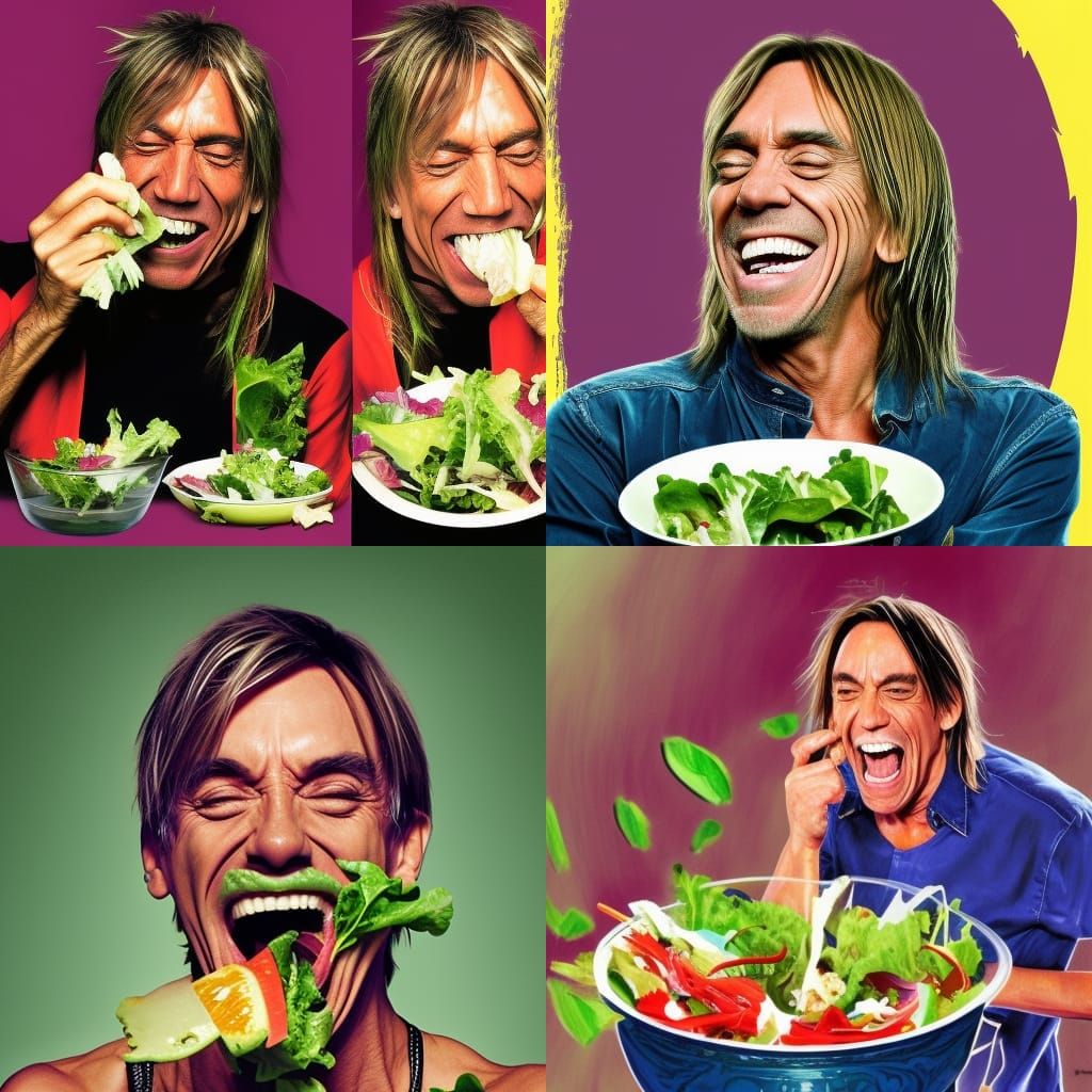 Iggy Pop Laughing: Hyperrealistic Splash Art Portrait