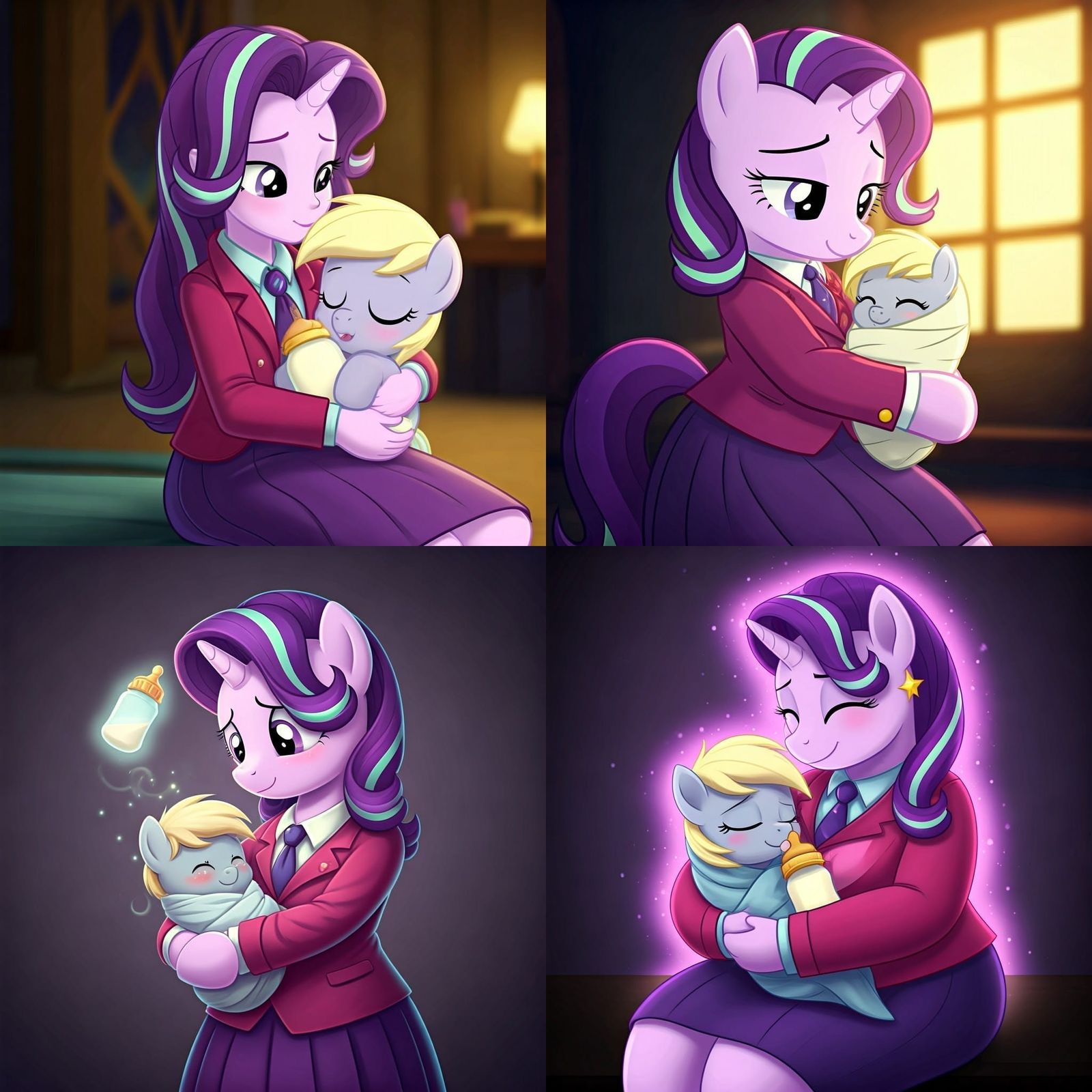 Chubby Starlight Glimmer Nurses Adorable Baby Derpy Hooves