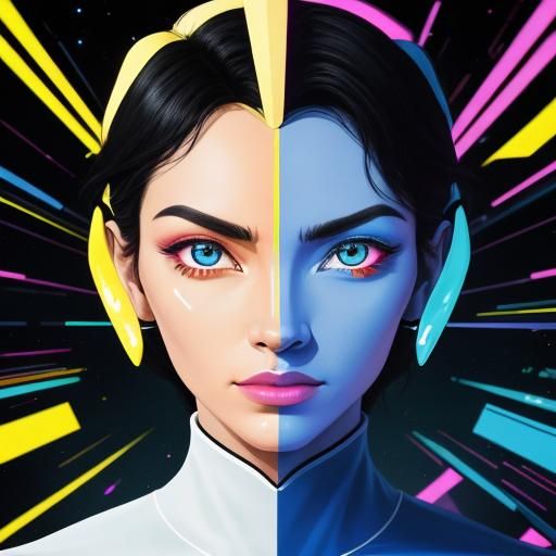 Infinite Light Vortex Face in Pop Art Style