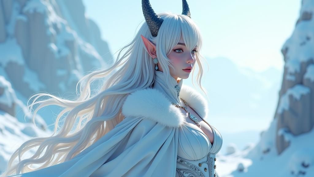 Icy Devil Woman in Anime Style