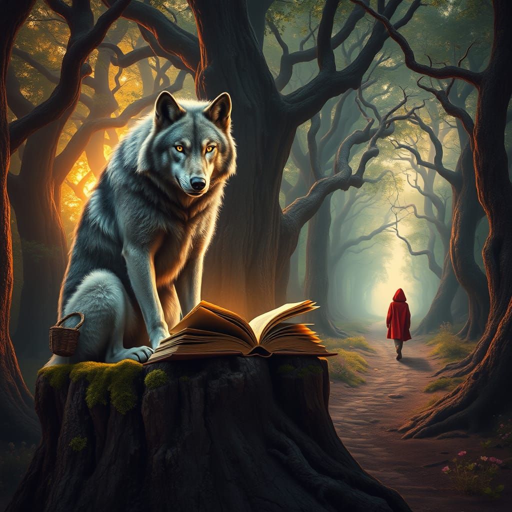 Gray Wolf Contemplates Ancient Forest Secrets