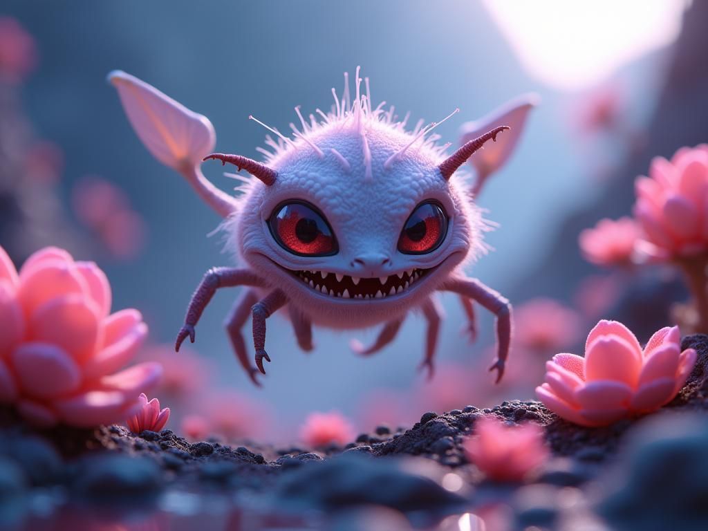 Menacing Micro Alien in Studio Ghibli Style