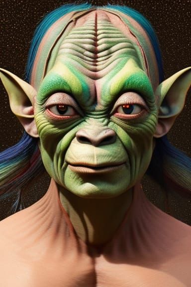 Hyperdetailed Gollum-like Afghan Girl Portrait