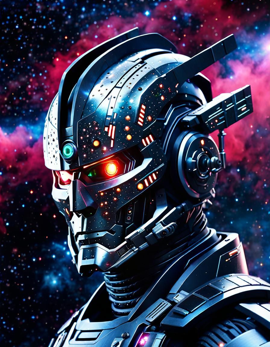 Cyborg Samurai Robot in Space