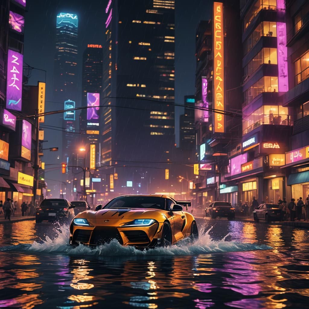 Supra GR Pandem Drifting: Neon Cityscape at Night