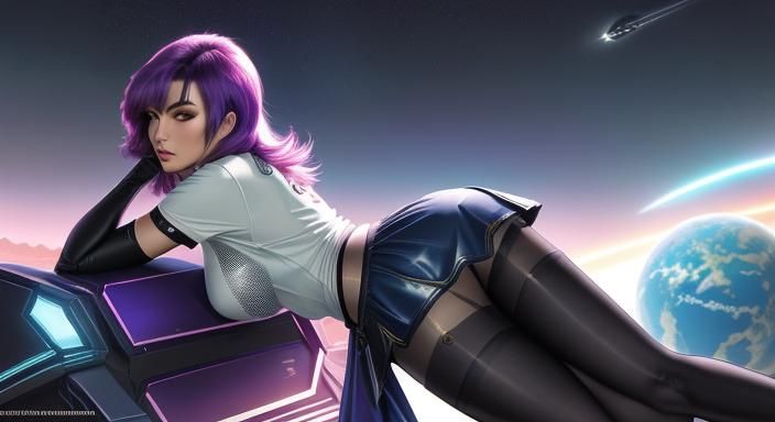 Cyberpunk Dragon Rider in Space