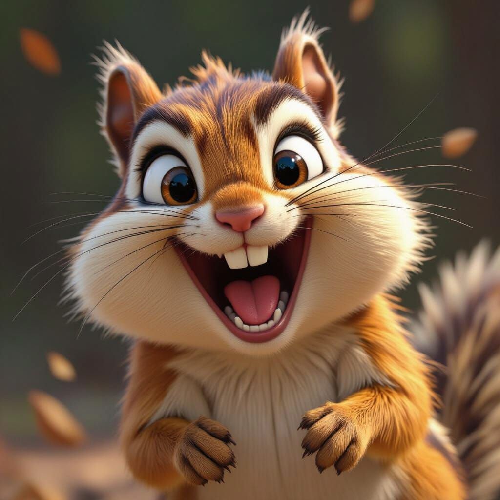 Hyperactive Chipmunk Laughing in Hyperrealistic Digital Art