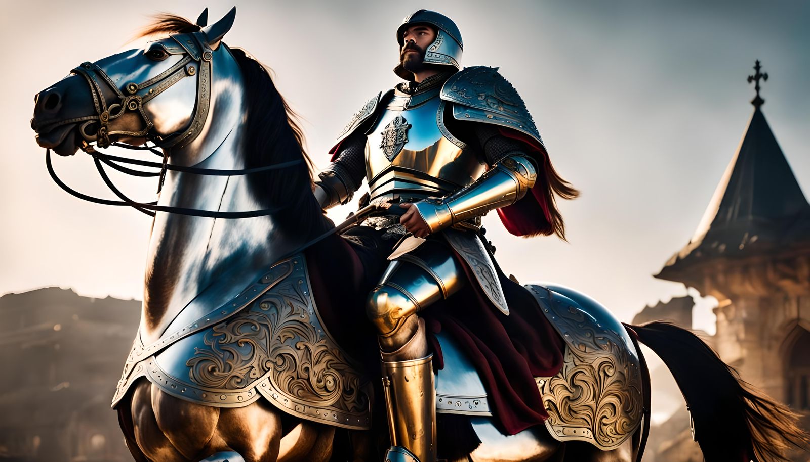 Divine Paladin Warrior on Armored Horse