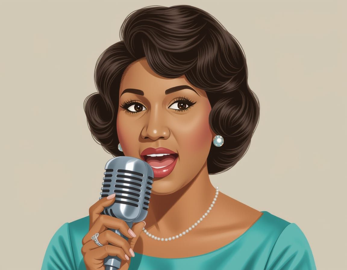 Young Aretha Franklin Singing in the 1960s