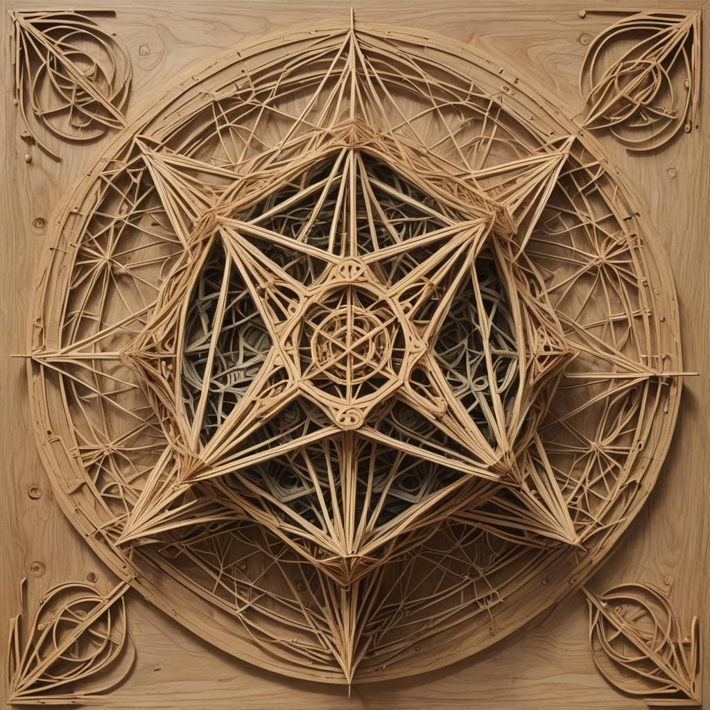 Metatron's Cube in Surreal Folk Art Style