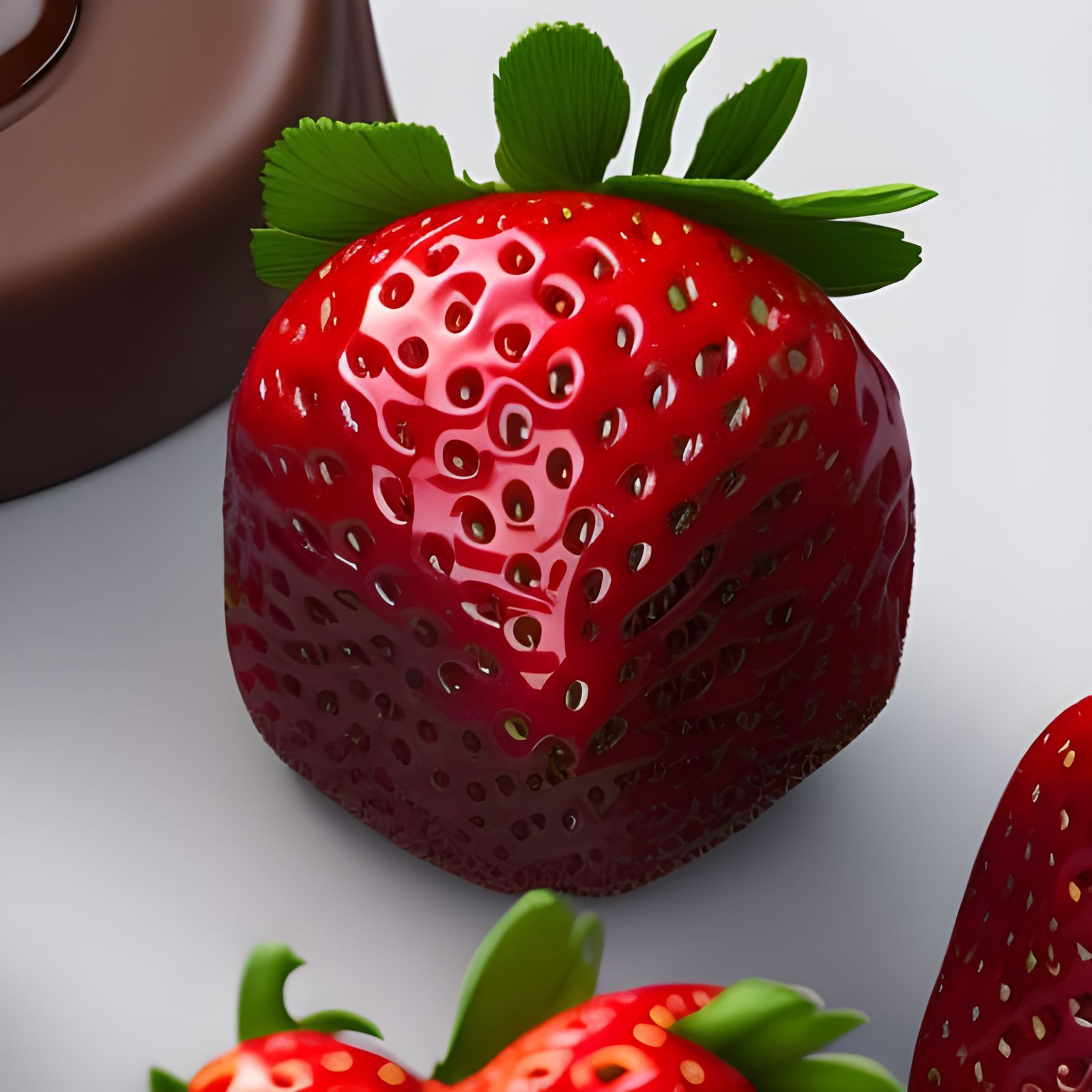 Strawberry in Chocolate Sauce, 3D Rendered