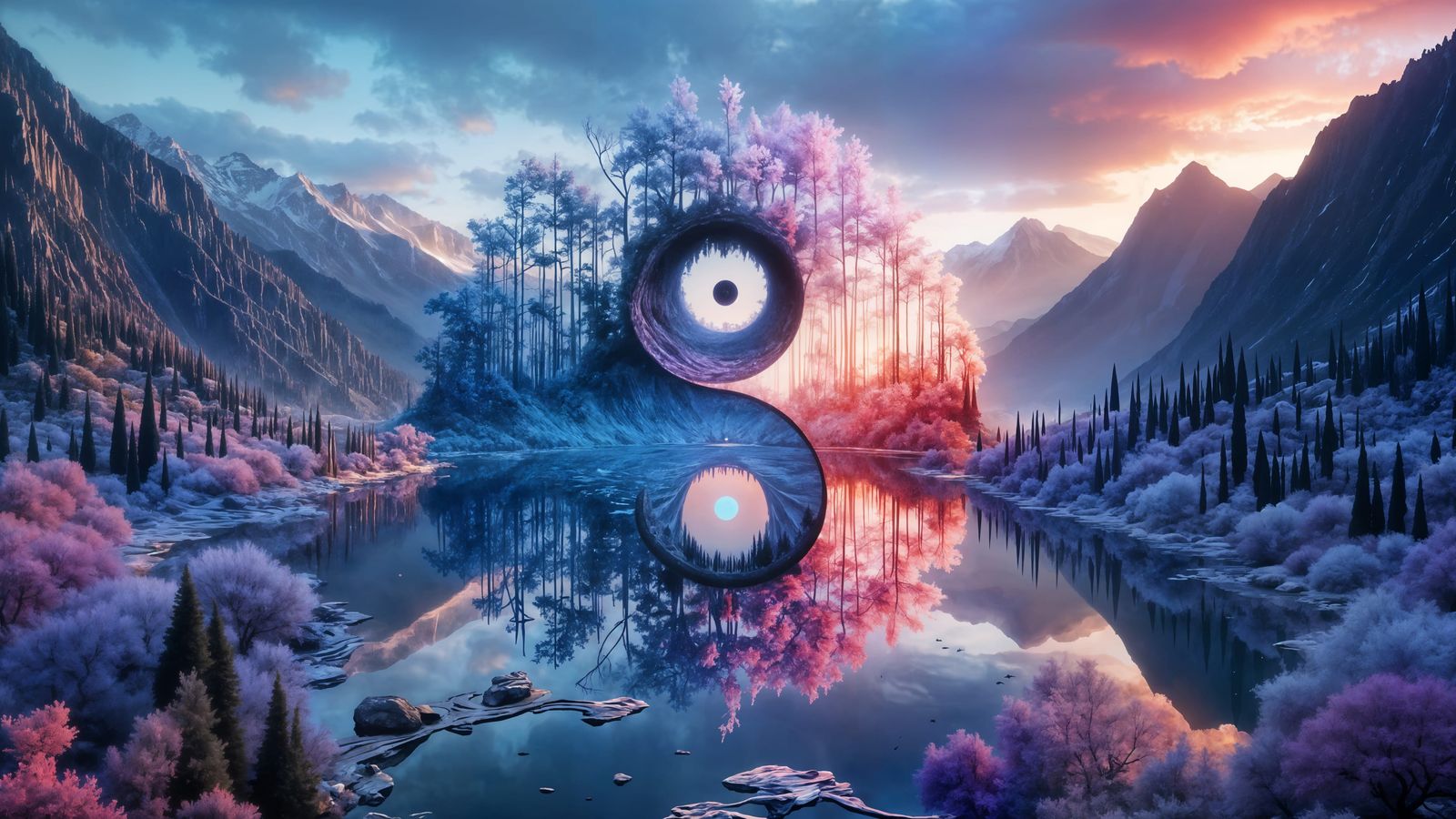 Yin-Yang Yellowstone in Dreamy Ethereal Style