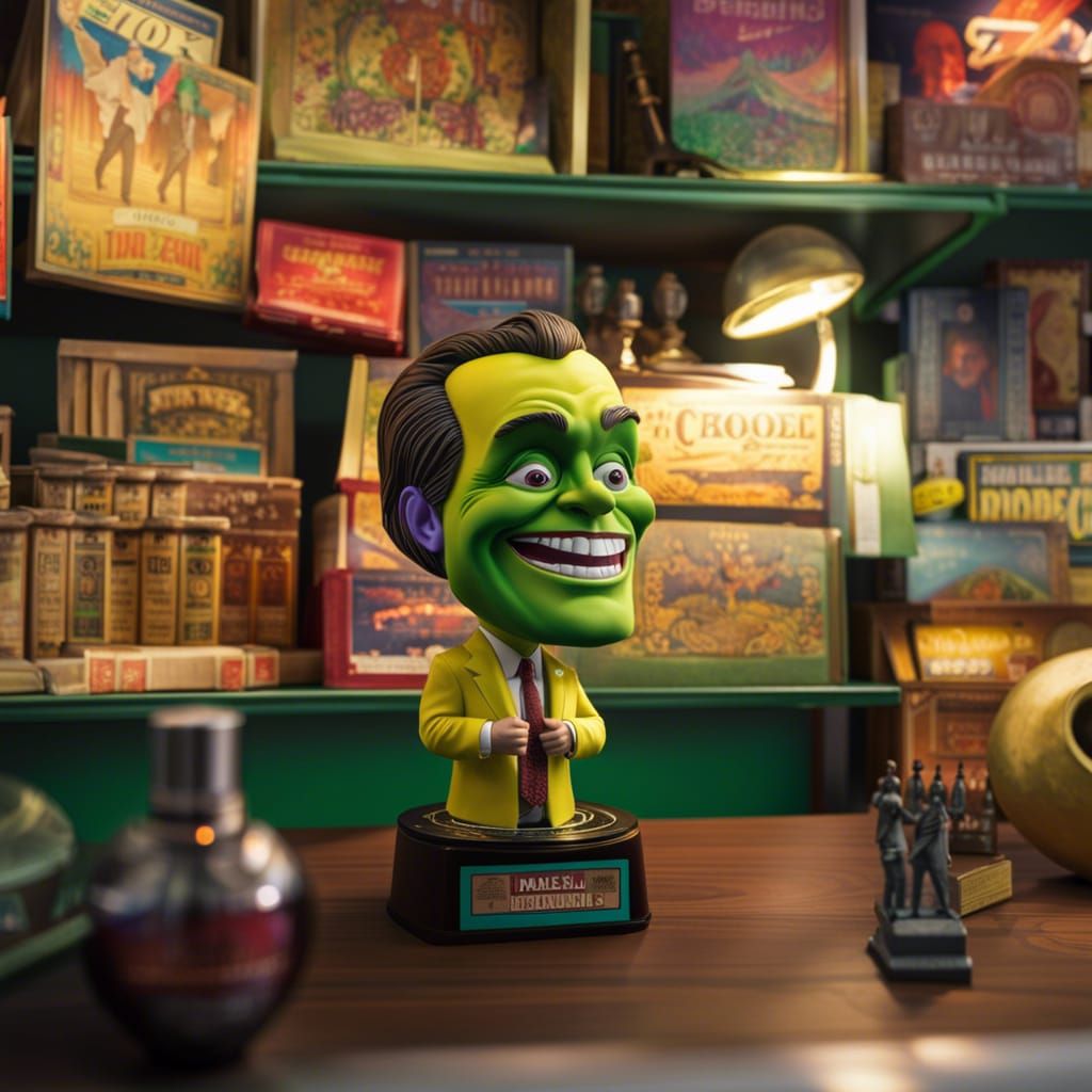 The Mask: Jim Carrey as Bobblehead in Cartoon Style