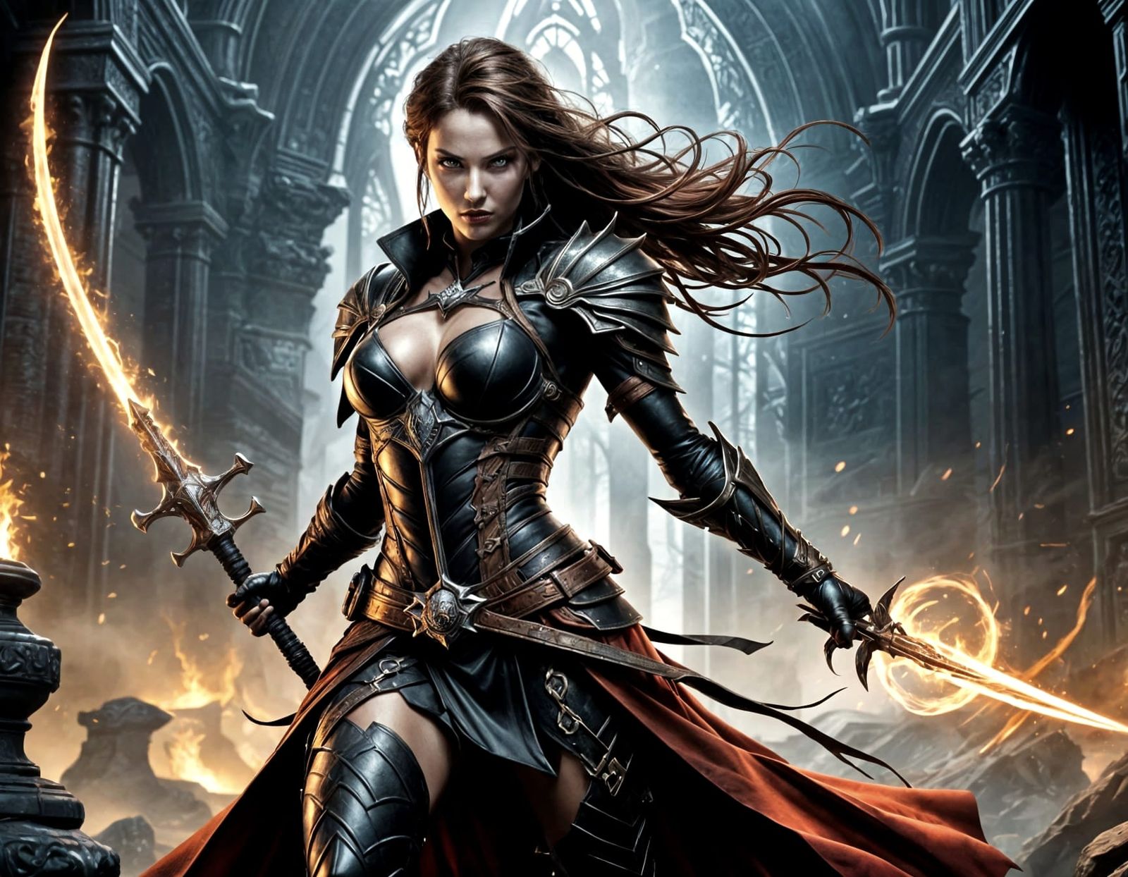 Divine Warrior Goddess in Attacking Pose, a Secret, Passiona...