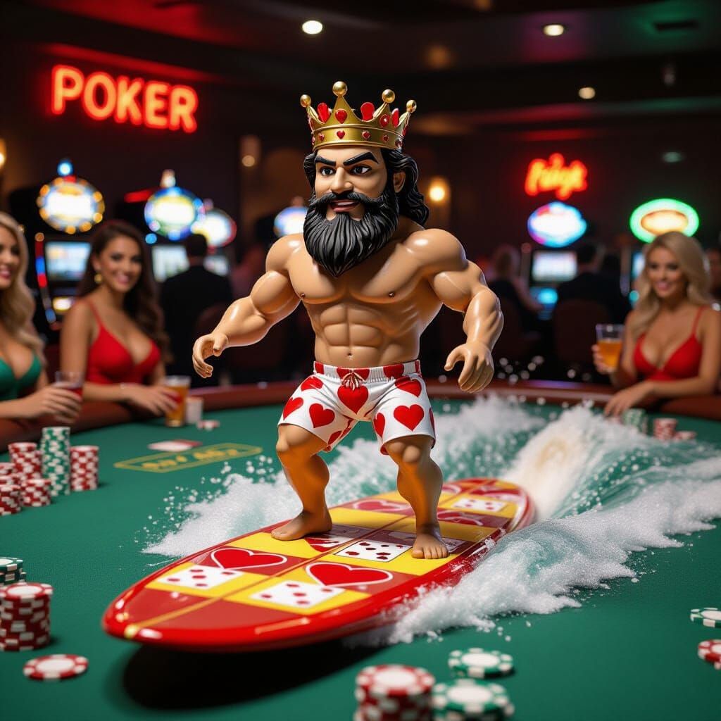 King of Hearts Rides Poker Chip Wave