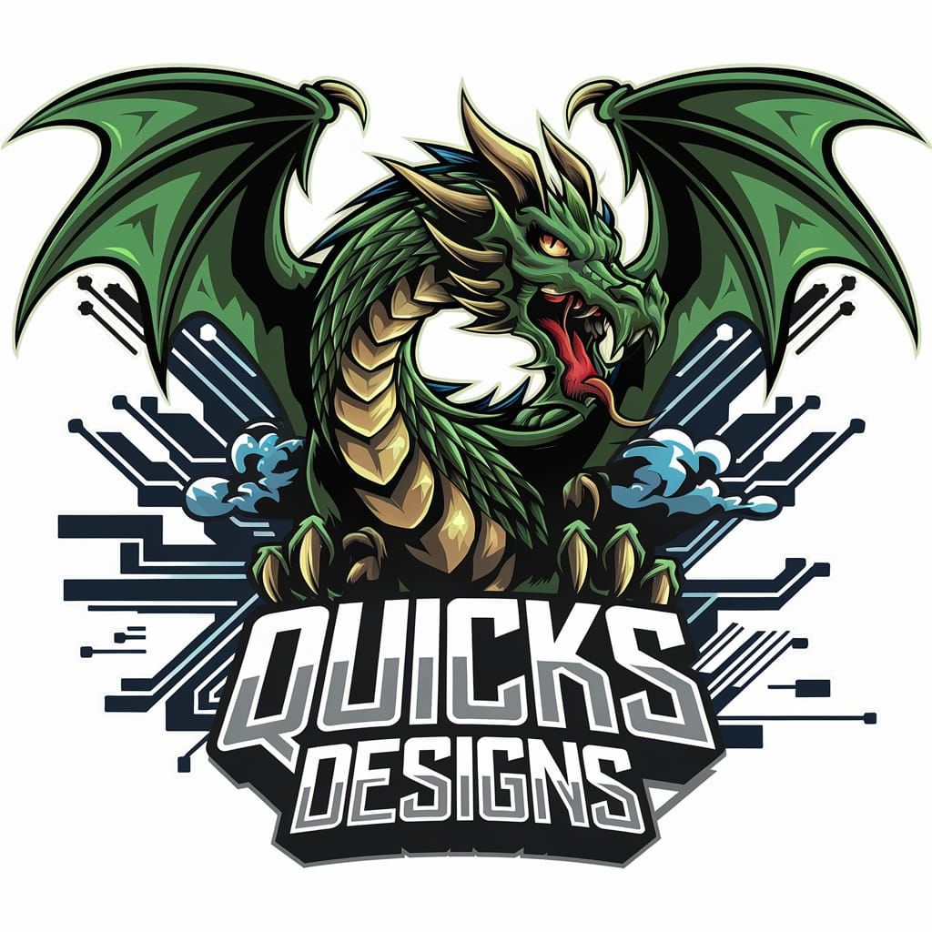 Fierce Dragon Gaming Logo with Digital Elements