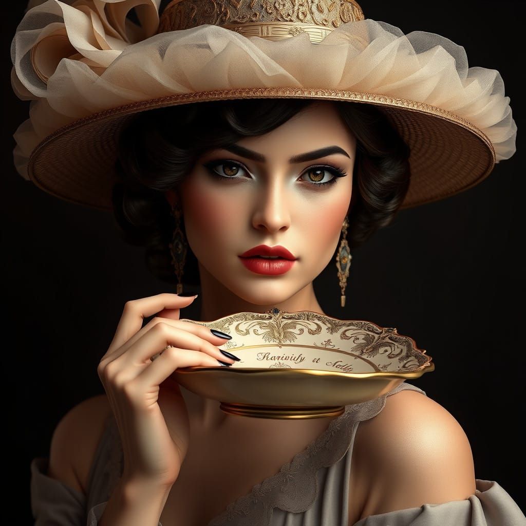 Elegant Woman in Opulent Art Nouveau Style