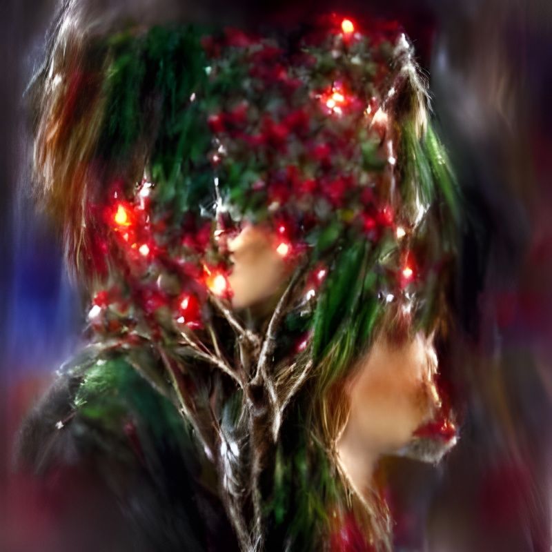 The tree heavily wrapped  in Christmas lights, illuminates h...