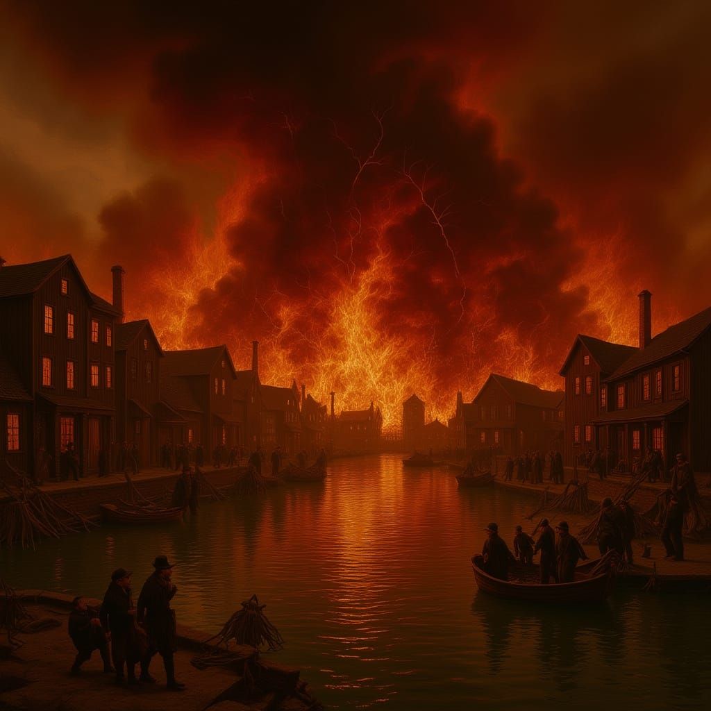 Great Chicago Fire Historical Illustration