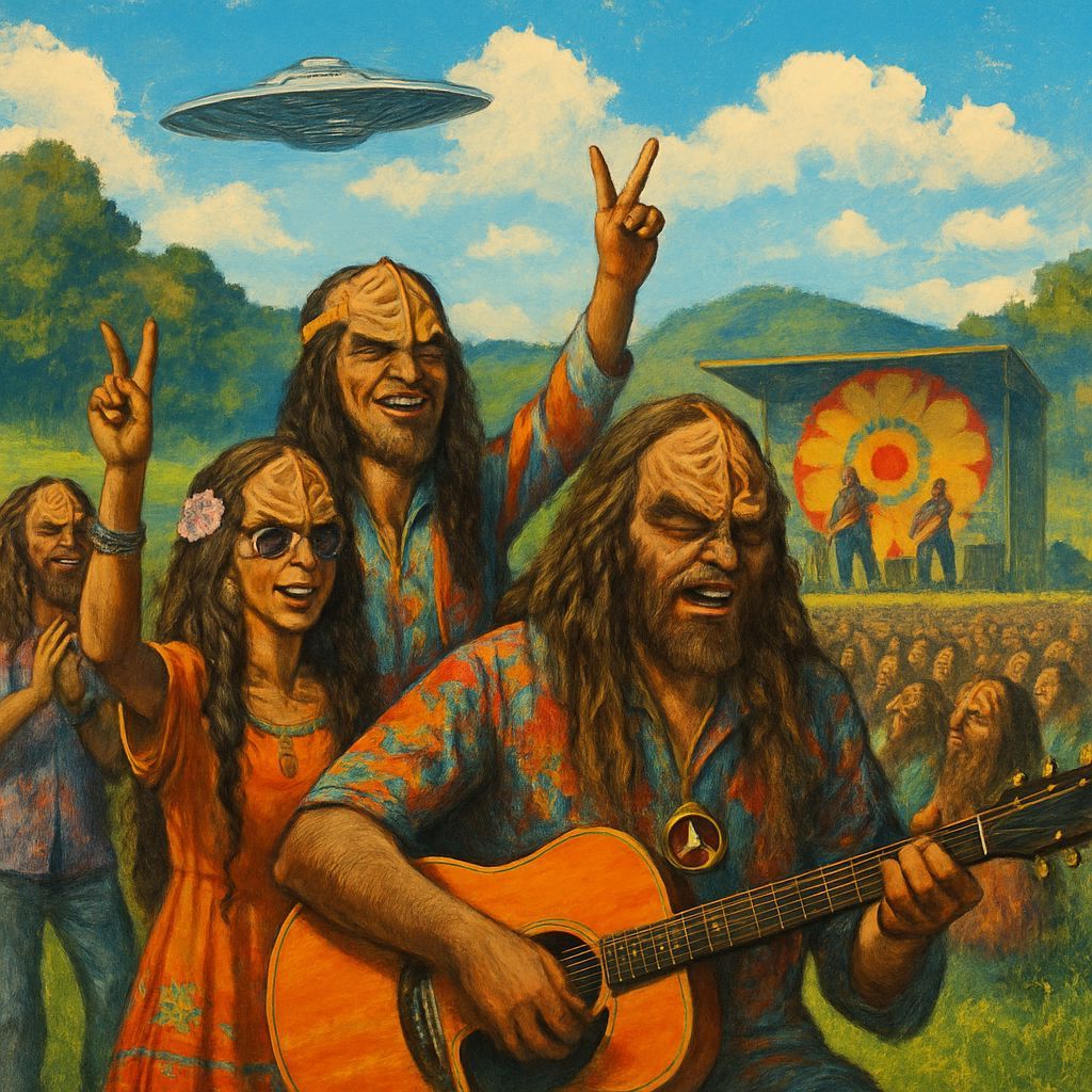 Klingon Hippie Music Festival: Vintage Sci-Fi Illustration