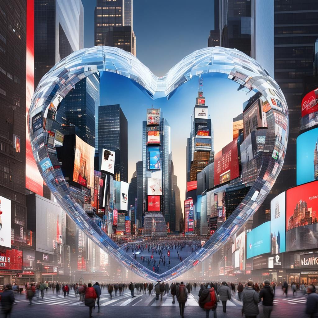 Times Square in Crystal Heart: 3D Render