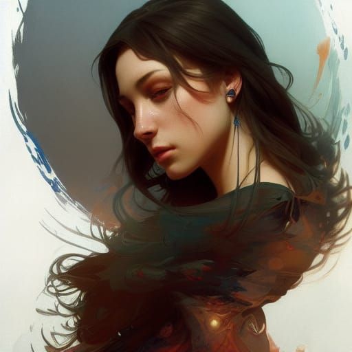 Detailed Portrait in Art Nouveau Style