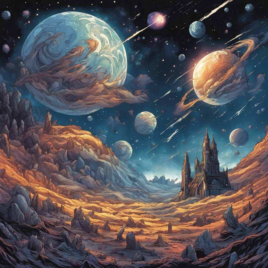 Galactic Sequins in Cosmic Art Style